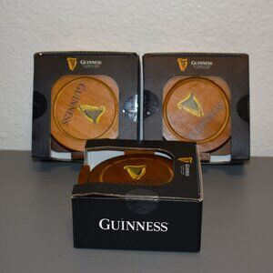 Guinness Coasters Set of 4 with Holder Brown New Wood St James Gate Barware